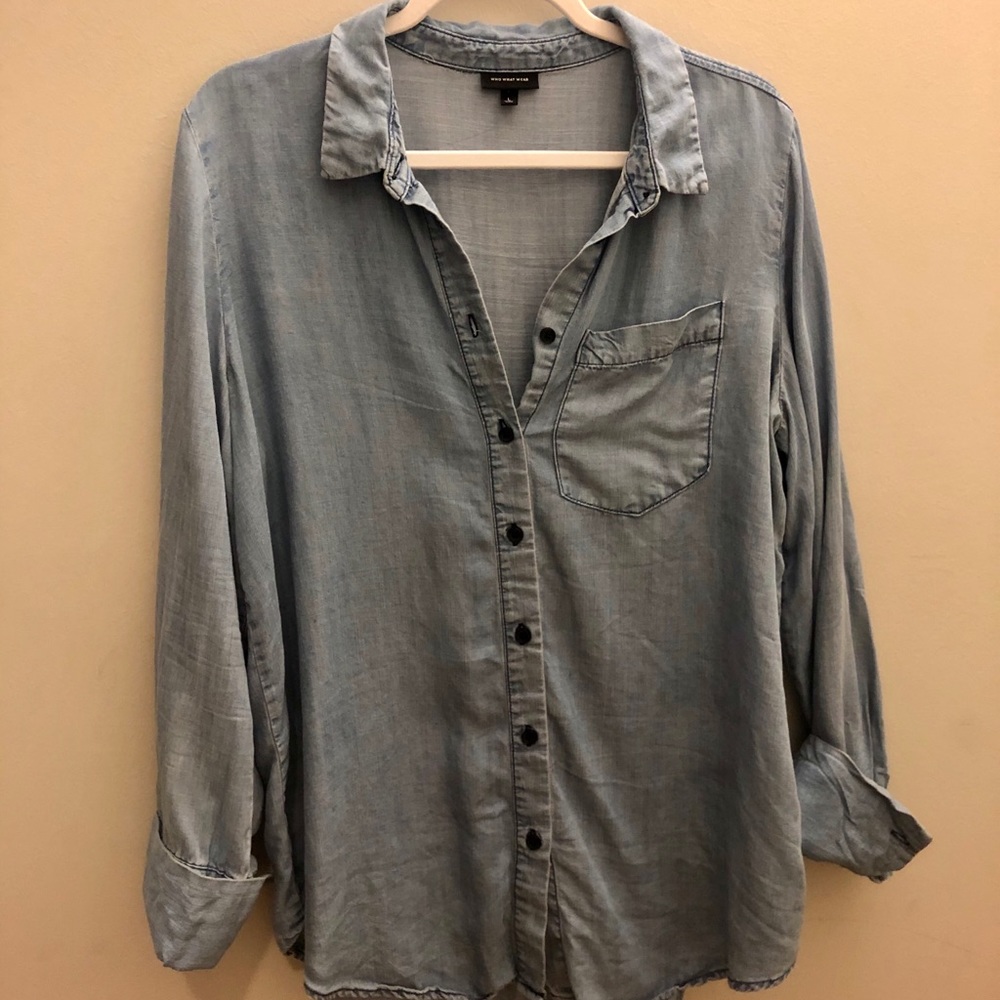 Who What Wear denim chambray blouse top